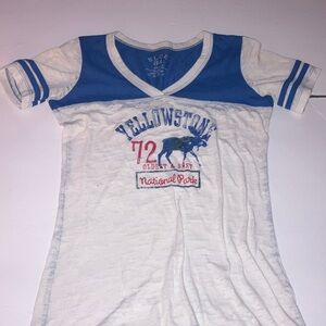 Yellowstone National‎ Park 72 Moose Graphic Tee - Blue and White Small